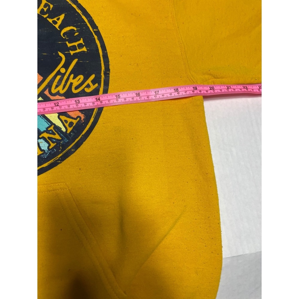 Myrtle Beach Salty Vibes Hoodie Yellow Graphic Sweatshirt‎ Womens Small Retro SC - Picture 4 of 7